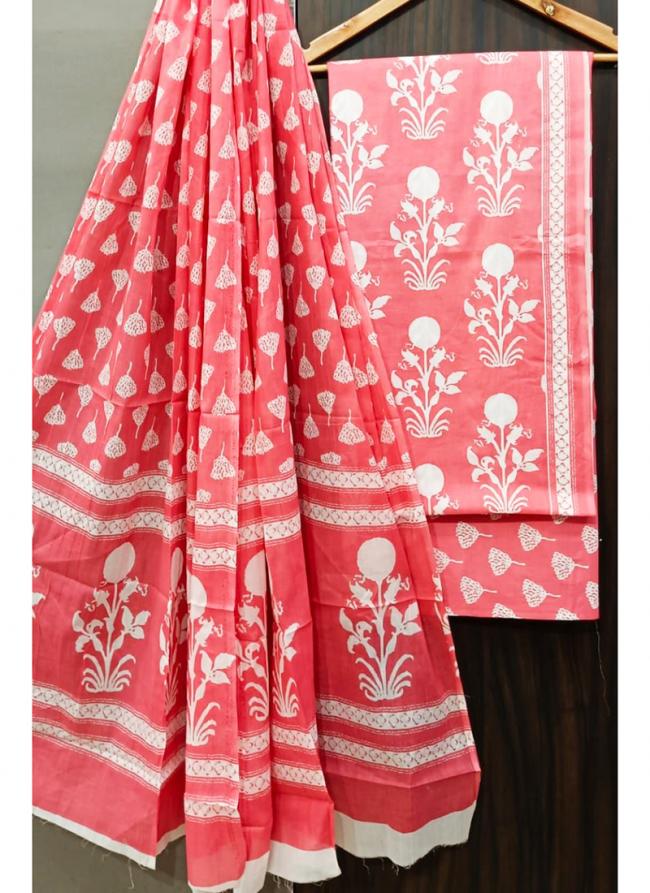 Cotton Pink Casual Wear Printed Salwar Suit